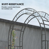 7.4ft Steel Garden Arch with Gate for Climbing Plants, Roses, Vines, Black