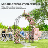 7.4ft Steel Garden Arch with Gate for Climbing Plants, Roses, Vines, Black