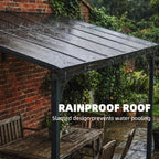11' x 10' Wall Mounted Lean-to Pergola with Polycarbonate Roof, Brown