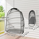 Foldable Hanging Egg Chair with Cushion, Headrest and Kit, Dark Grey