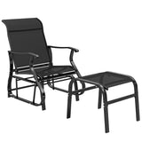 2-Piece Outdoor Glider Chair with Ottoman and All-Weather Breathable Mesh, Black