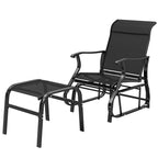 2-Piece Outdoor Glider Chair with Ottoman and All-Weather Breathable Mesh, Black