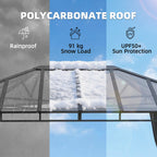 3 x 4 m Hardtop Gazebo with Polycarbonate Roof and Curtains, Dark Grey