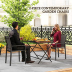 Set of 2 Stackable Patio Dining Chairs with Mesh Seat, Dark Grey