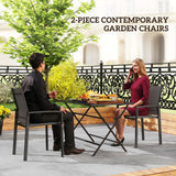 Set of 2 Stackable Patio Dining Chairs with Mesh Seat, Dark Grey