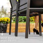 Set of 2 Stackable Patio Dining Chairs with Mesh Seat, Dark Grey