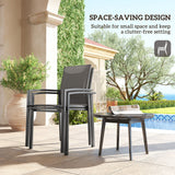 Set of 2 Stackable Patio Dining Chairs with Mesh Seat, Dark Grey