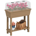 41L Self-Watering Raised Garden Bed with Lid and Shelf, Brown