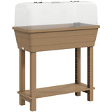 41L Self-Watering Raised Garden Bed with Lid and Shelf, Brown