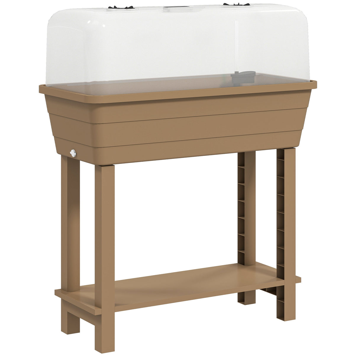 41L Self-Watering Raised Garden Bed with Lid and Shelf, Brown