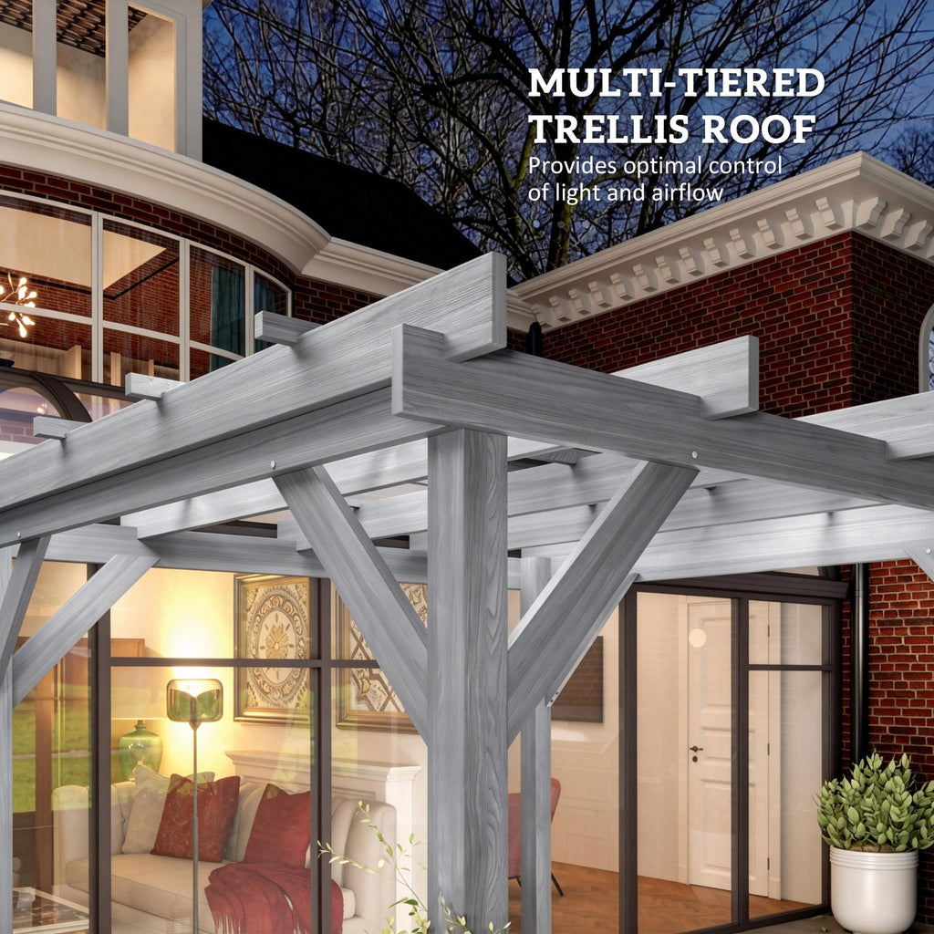 PerArbor 2 x 2m Wooden Pergola Kit with Stable Frame for Climbing Vines, Grey