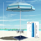 6 ft Portable Beach Umbrella with Foldable Table and Cup Holders, Dark Blue