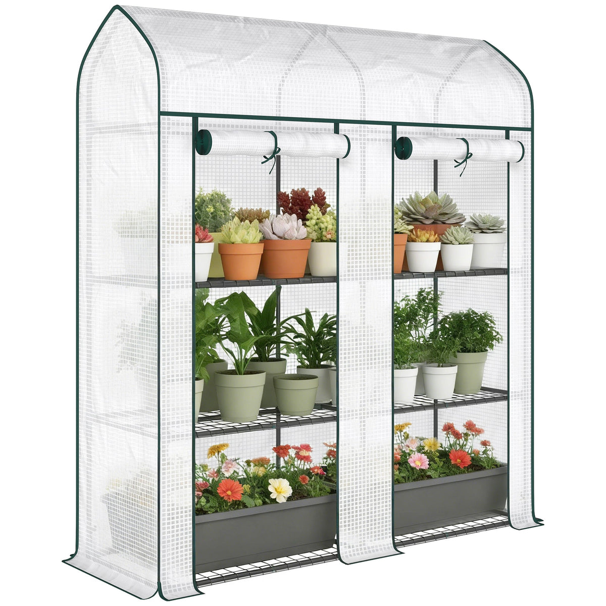 3-Tier Mini Greenhouse, 56.3" x 18.1" x 65", White