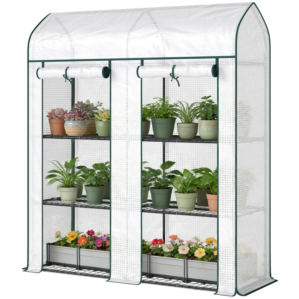 3-Tier Mini Greenhouse, 56.3" x 18.1" x 65", White