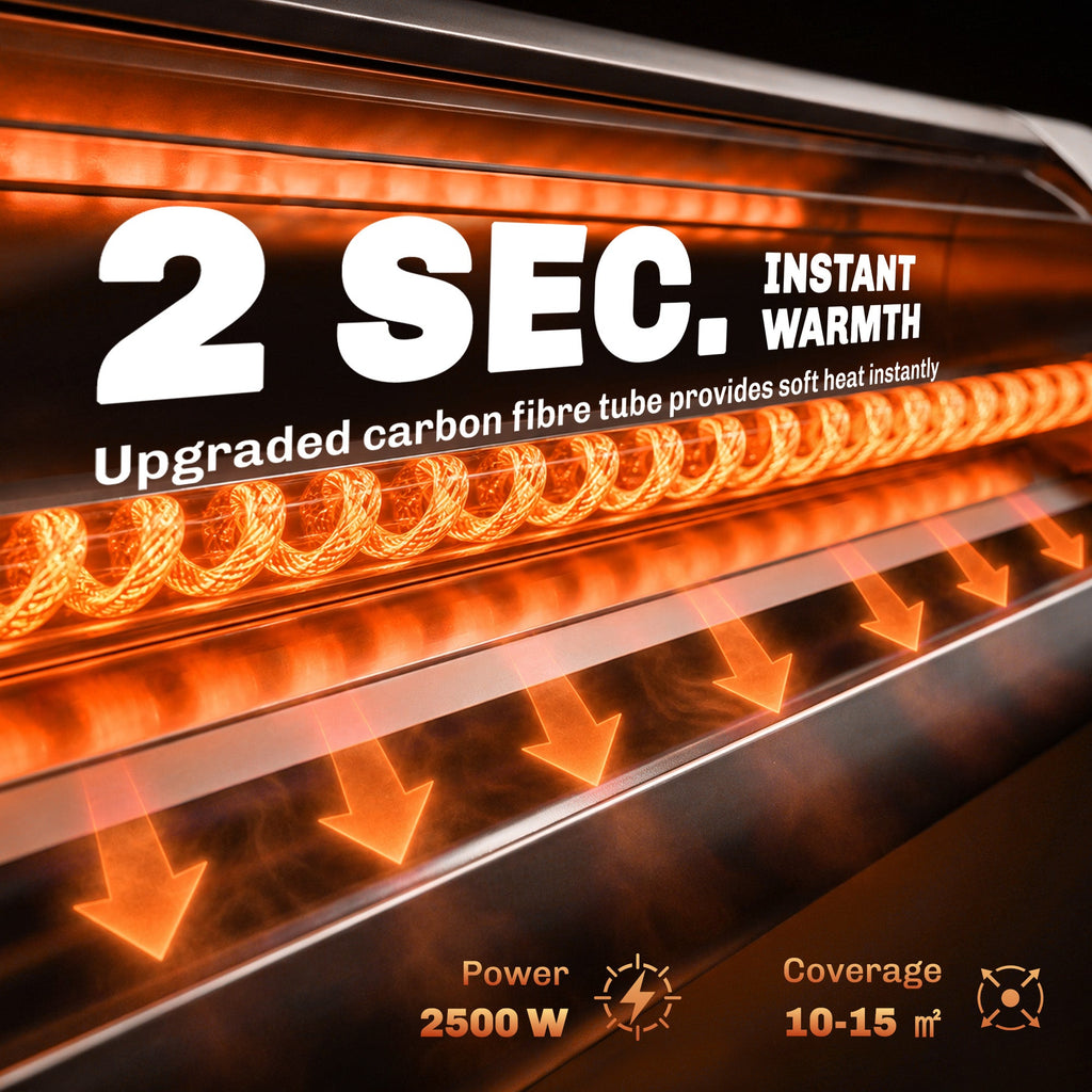 2500 W Infrared Patio Heater with Adjustable Tripod, IP65, 3 Heat Levels, Black