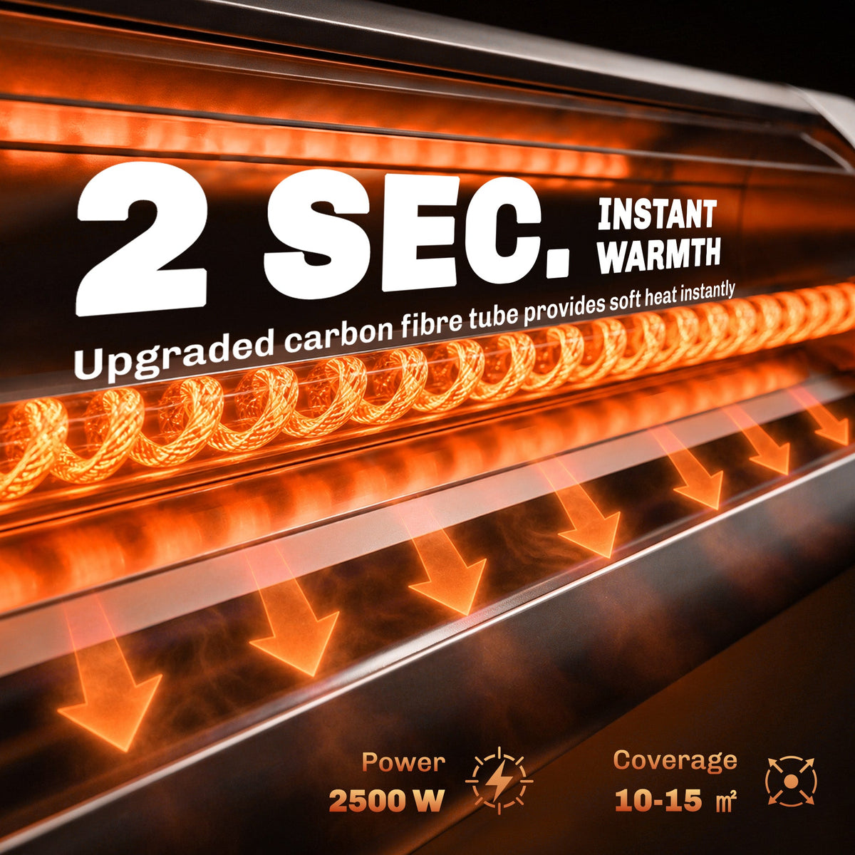 2500 W Infrared Patio Heater with Adjustable Tripod, IP65, 3 Heat Levels, Black