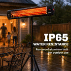 2500 W Infrared Patio Heater with Adjustable Tripod, IP65, 3 Heat Levels, Black