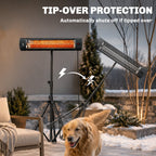 2500 W Infrared Patio Heater with Adjustable Tripod, IP65, 3 Heat Levels, Black