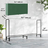 Heavy-Duty Firewood Rack with Waterproof Cover in Dark Green, 78.7" x 14.2" x 39"