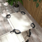 2-Piece Outdoor Lounge Chairs with Sunshade and Pillow, Cream White