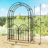 7.4ft Steel Garden Arch with Gate for Climbing Plants, Roses, Vines, Black