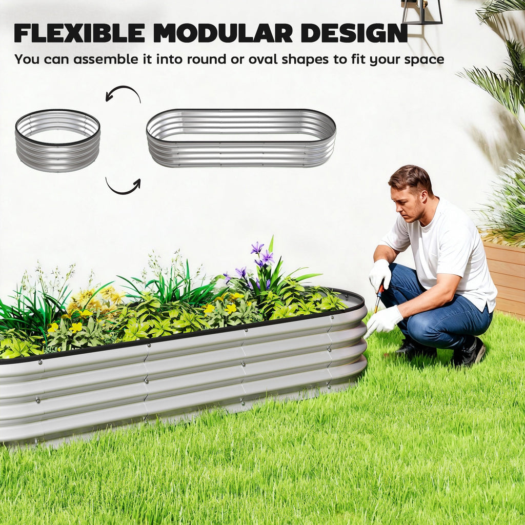 2pcs 6 x 2 x 1 ft Galvanized Raised Garden Beds, Silver