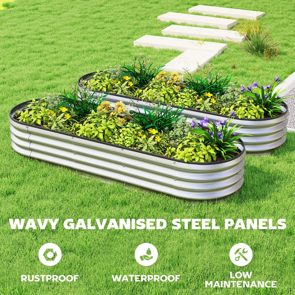 2pcs 6 x 2 x 1 ft Galvanized Raised Garden Beds, Silver
