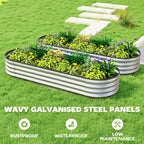 2pcs 6 x 2 x 1 ft Galvanized Raised Garden Beds, Silver
