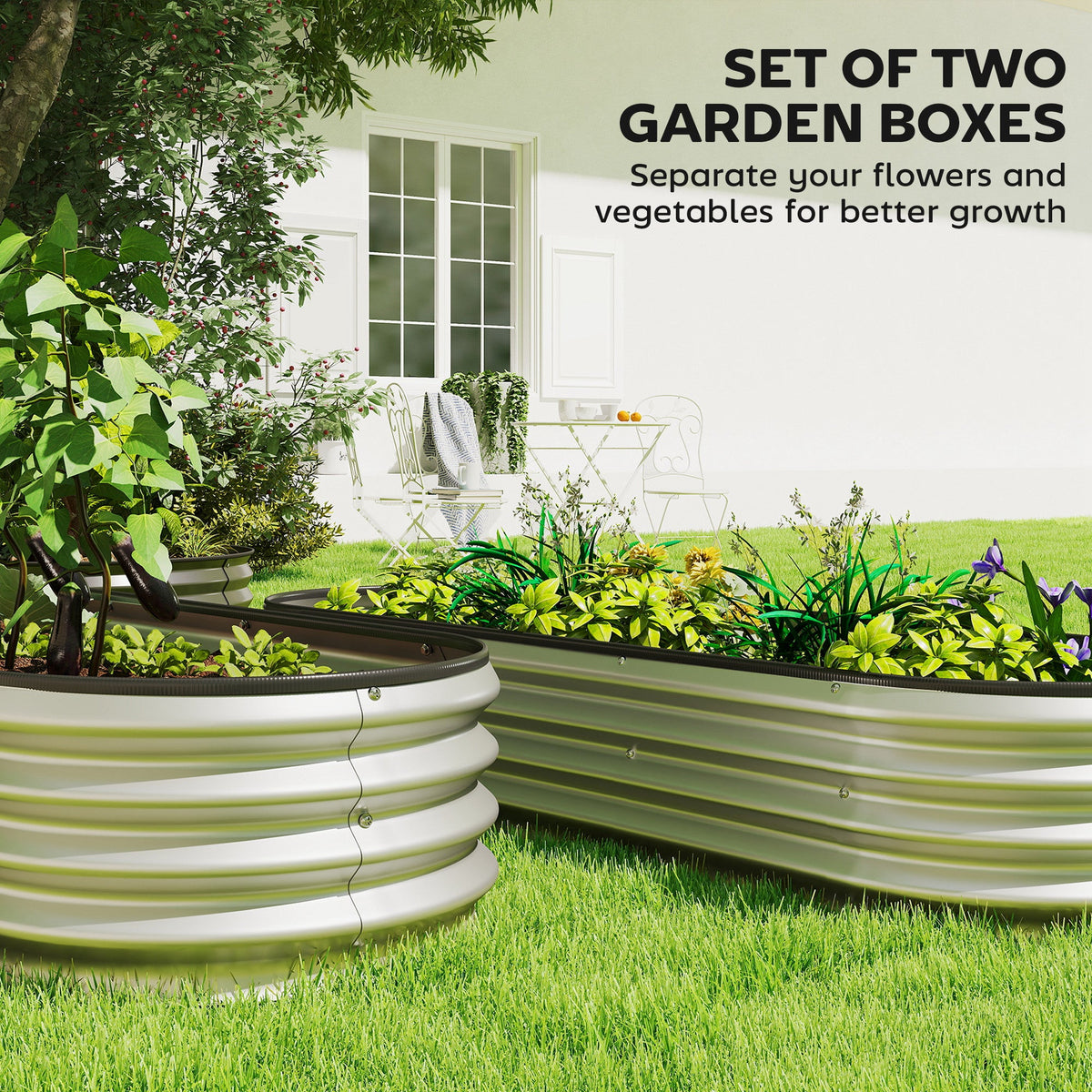 2pcs 6 x 2 x 1 ft Galvanized Raised Garden Beds, Silver