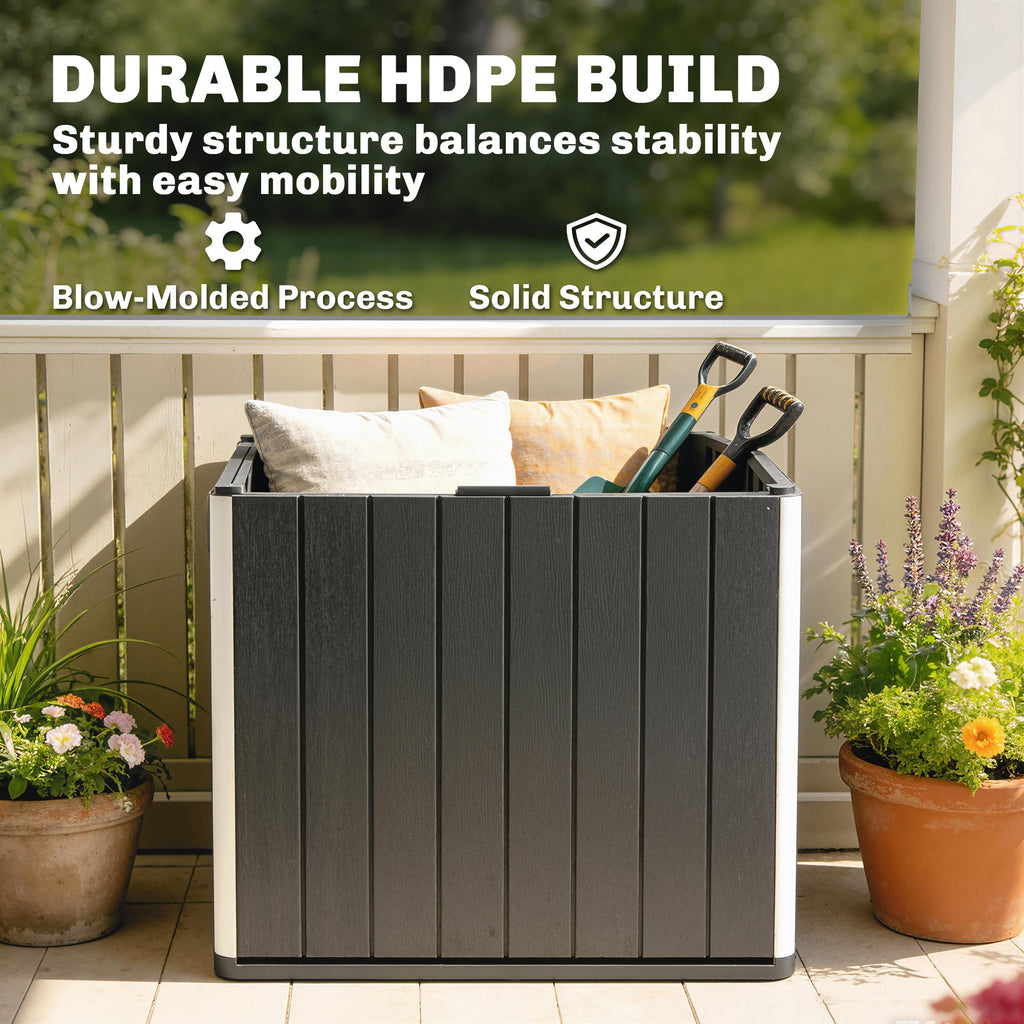 30 Gallon Outdoor Storage Box Side Table with Umbrella Holder