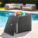 30 Gallon Outdoor Storage Box Side Table with Umbrella Holder