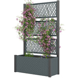 58" Wicker Outdoor Planter with Trellis and Privacy Screen, Dark Grey