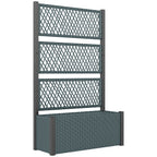 58" Wicker Outdoor Planter with Trellis and Privacy Screen, Dark Grey