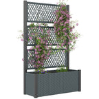 58" Wicker Outdoor Planter with Trellis and Privacy Screen, Dark Grey