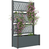 58" Wicker Outdoor Planter with Trellis and Privacy Screen, Dark Grey