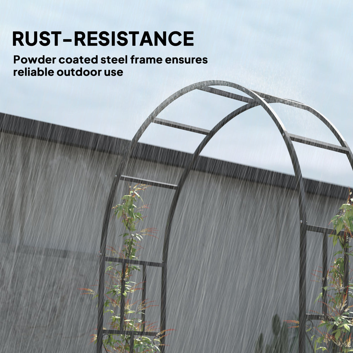 7.3ft Steel Garden Arch Trellis for Climbing Plants Roses Wisteria Vines, Black