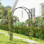 7.3ft Steel Garden Arch Trellis for Climbing Plants Roses Wisteria Vines, Black