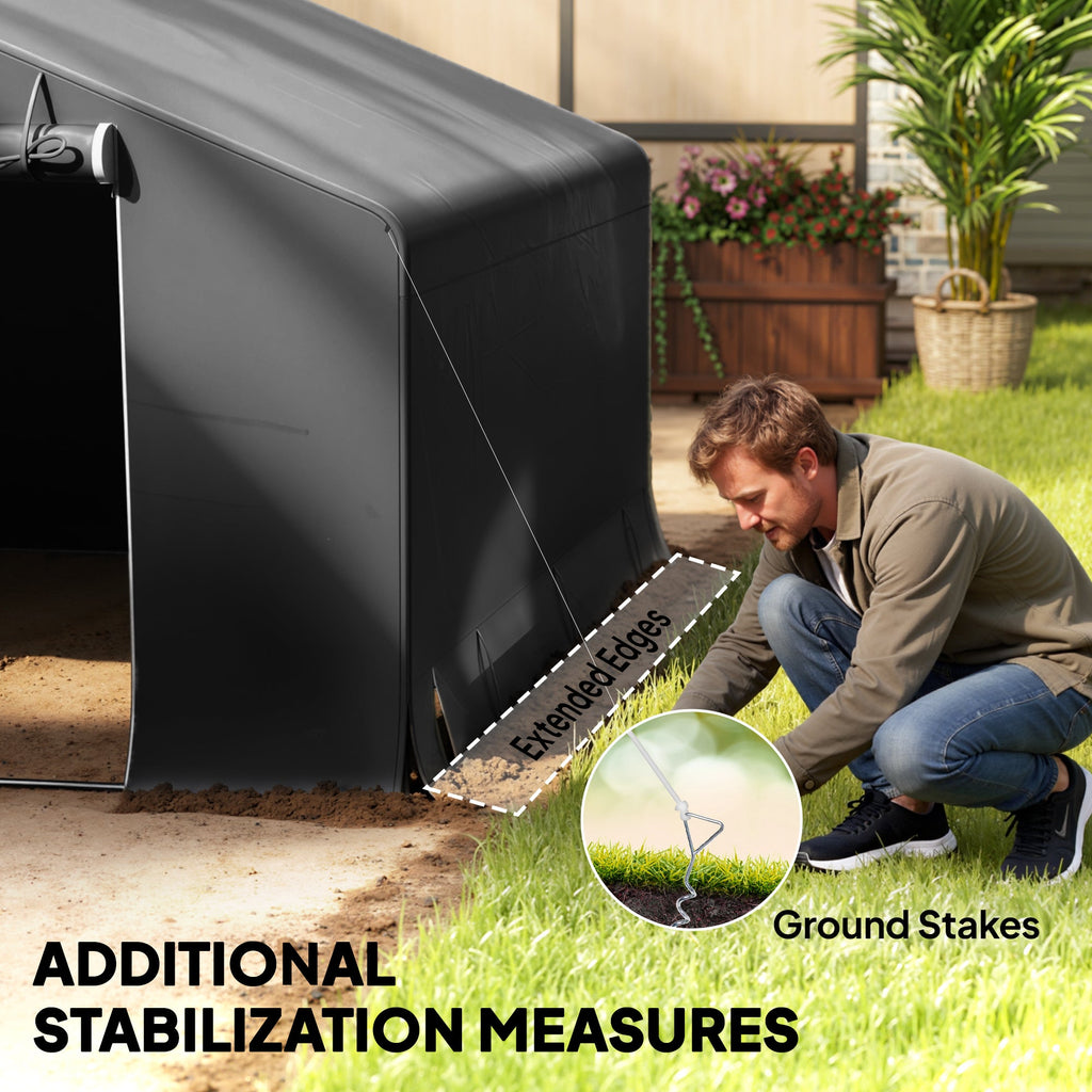 10' x 10' Portable Storage Shed with Roll-up Door, Dark Grey