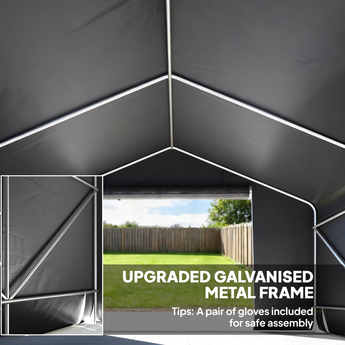 10' x 10' Portable Storage Shed with Roll-up Door, Dark Grey