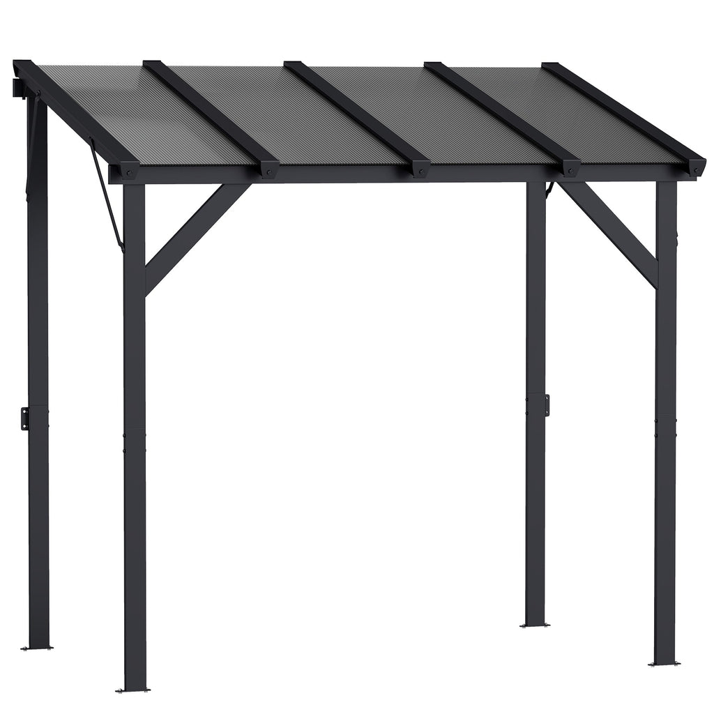 8' x 5' Hardtop Grill Gazebo with Polycarbonate Roof and Steel Frame, Wall-Mounted