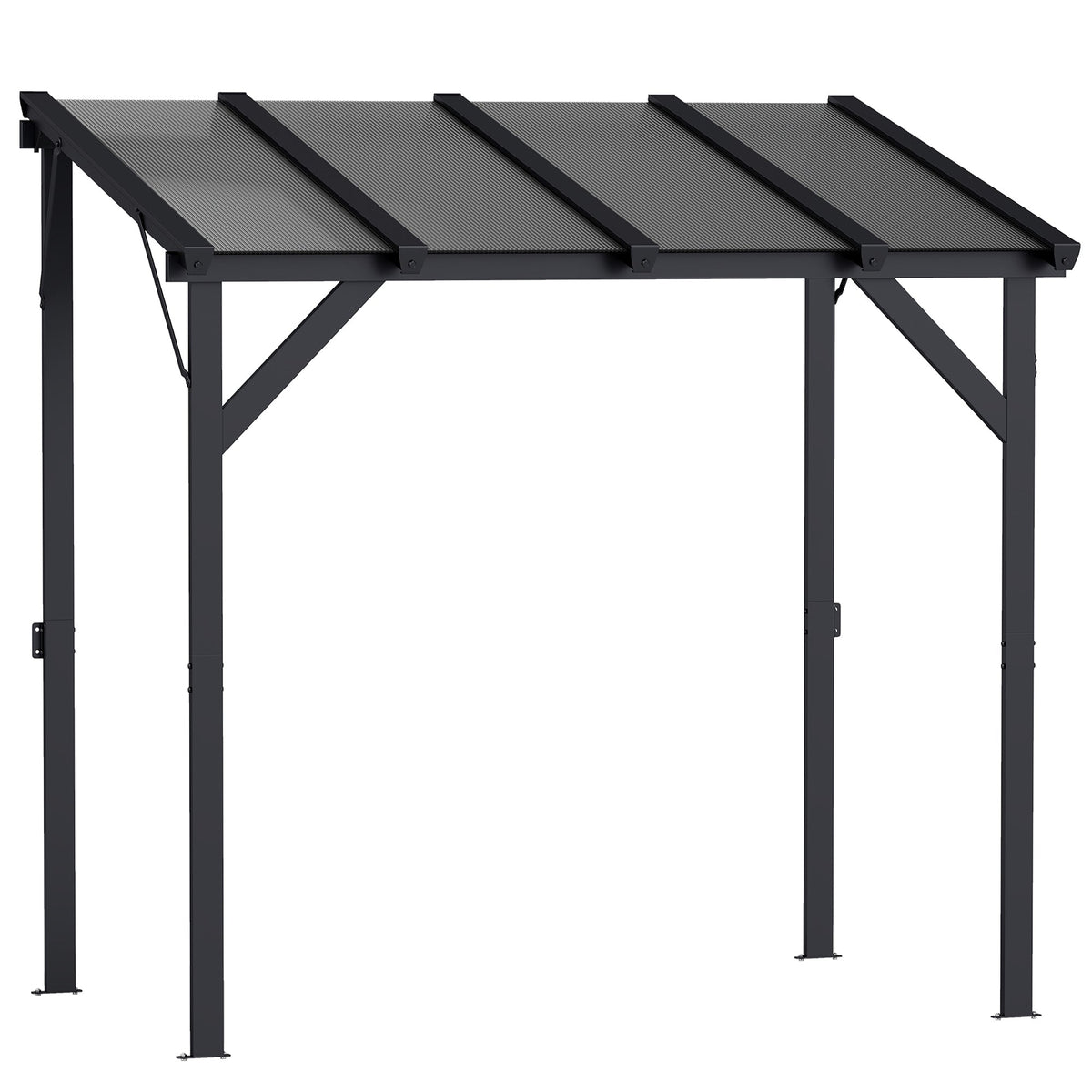 8' x 5' Hardtop Grill Gazebo with Polycarbonate Roof and Steel Frame, Wall-Mounted