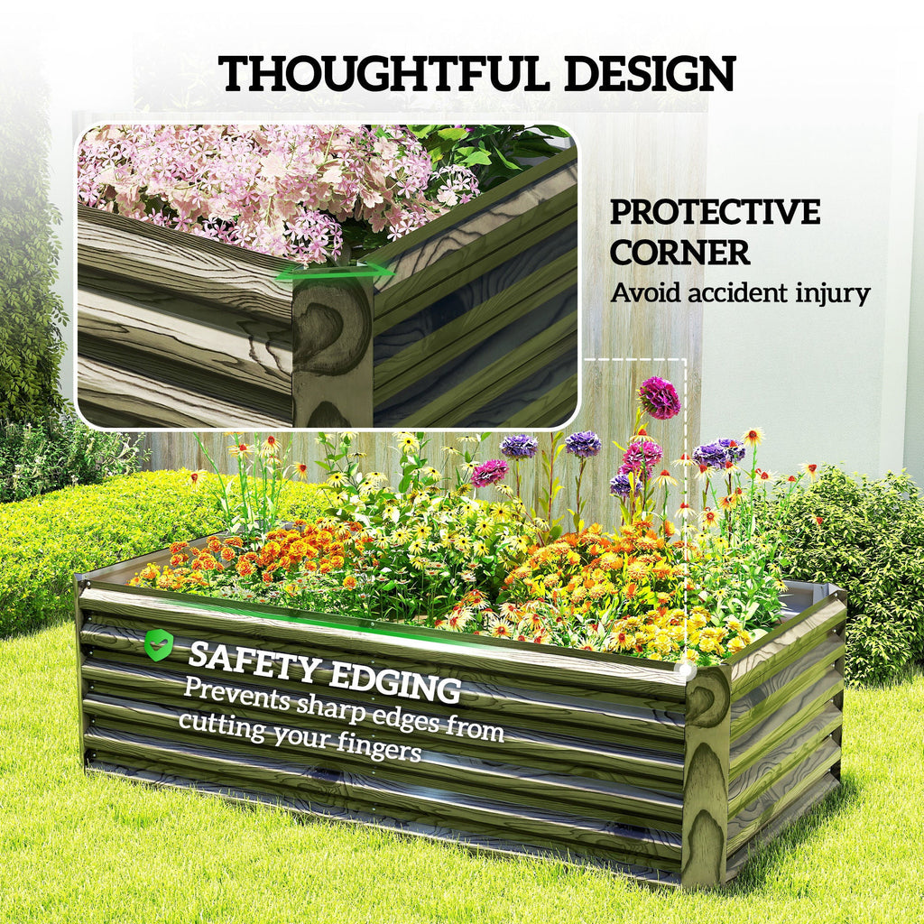 6' x 3' x 2' Galvanized Raised Garden Bed for Vegetables, Light Wood Effect