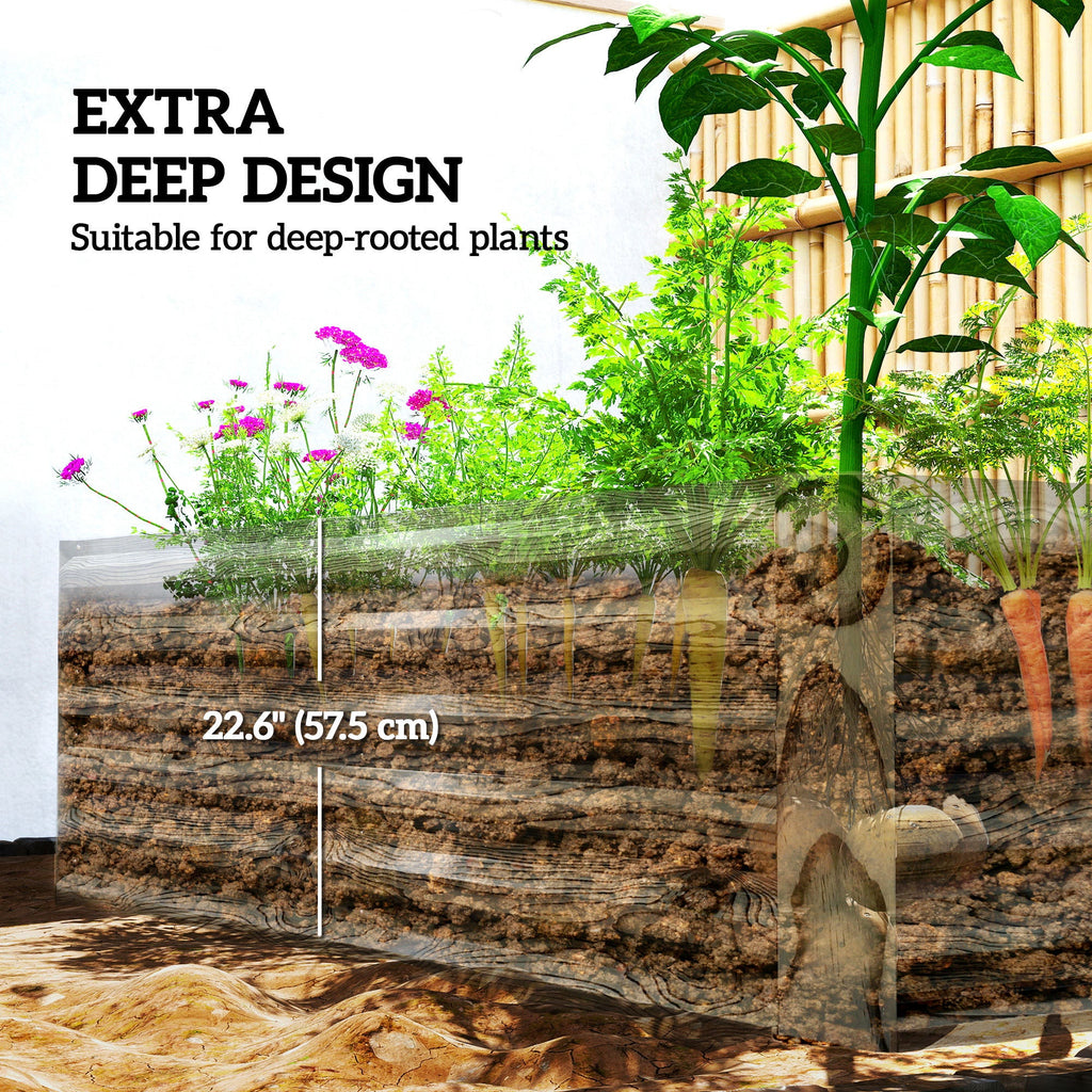 6' x 3' x 2' Galvanized Raised Garden Bed for Vegetables, Light Wood Effect