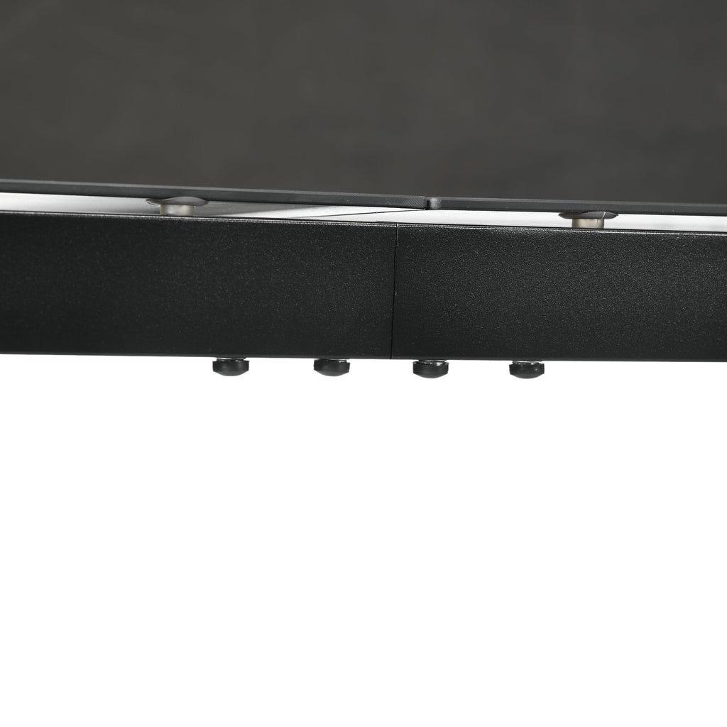 70.9" Rectangular Outdoor Dining Table with Tempered Glass Top, Black