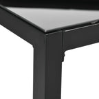 70.9" Rectangular Outdoor Dining Table with Tempered Glass Top, Black