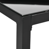 70.9" Rectangular Outdoor Dining Table with Tempered Glass Top, Black