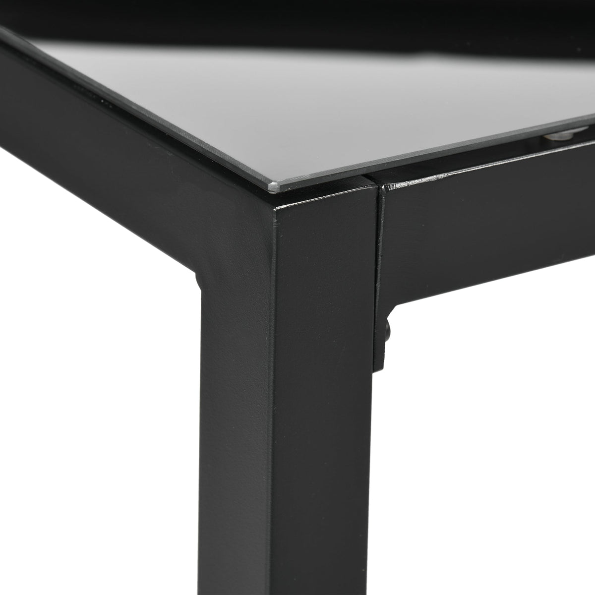 70.9" Rectangular Outdoor Dining Table with Tempered Glass Top, Black