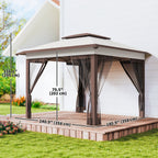 12' x 12' Pop-Up Canopy with Mesh Sidewalls, Adjustable Height, Beige Dark Brown