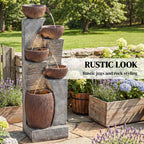 51.2" 5-Tier Water Fountain with LED Lights and Adjustable Flow, Gray/Brown