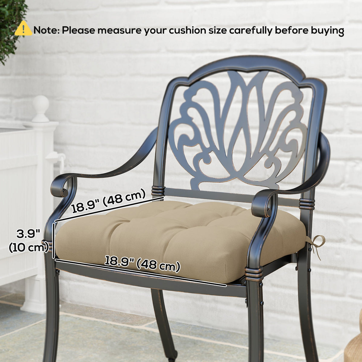 4-Piece Patio Chair Cushions Set with Ties, 19" x 19" x 4"